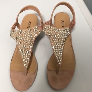 Nude wedge sandals